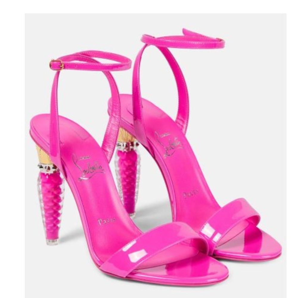 Women's Pink Lipgloss Queen Patent Leather Sandals